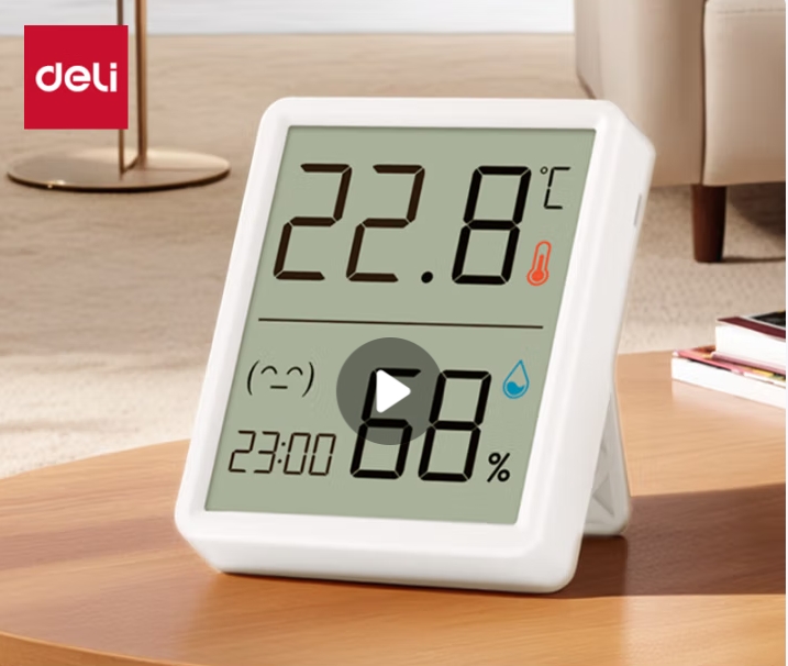 得力/deli LE517 温度计量标准器具 室内电子温湿度计/表办公家用壁挂
